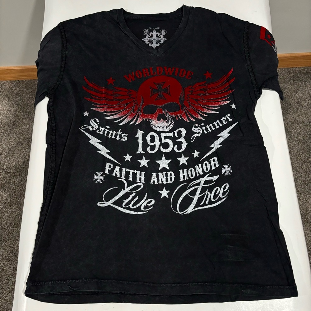 Raw State Redemption Saints Sinner Black Shirt Size X-Large XL